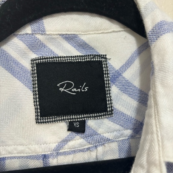 Rails Britt Button Down White & Sky Melange Short Sleeve Extra Soft Size XS - Picture 7 of 7